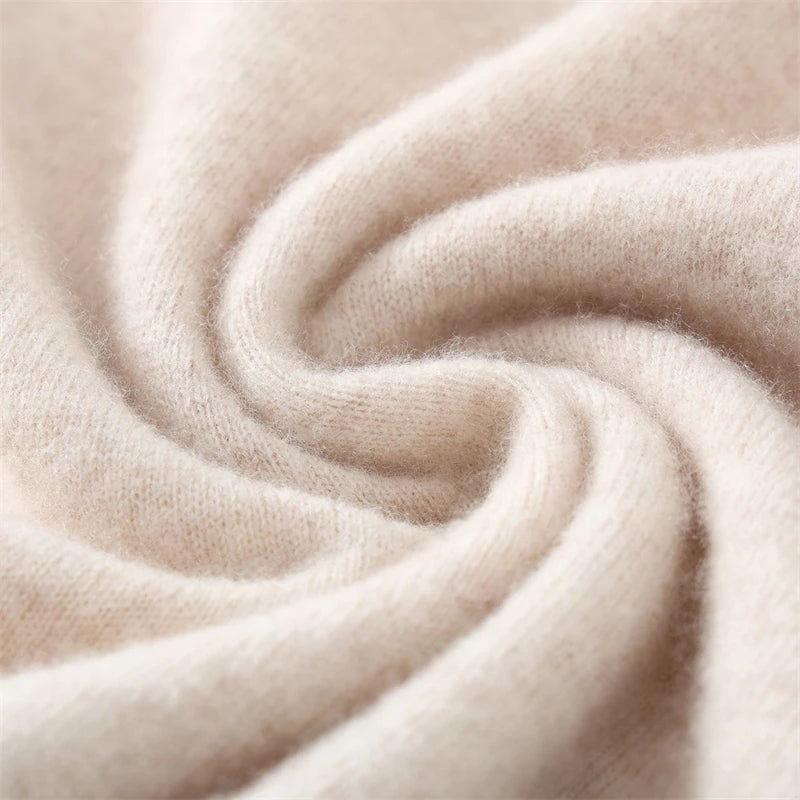 Autumn/Winter Men's 100% Pure Cashmere Pullover Business Casual Solid Knitted Sweater Loose Collar Tops Thick Warm Base Jumper