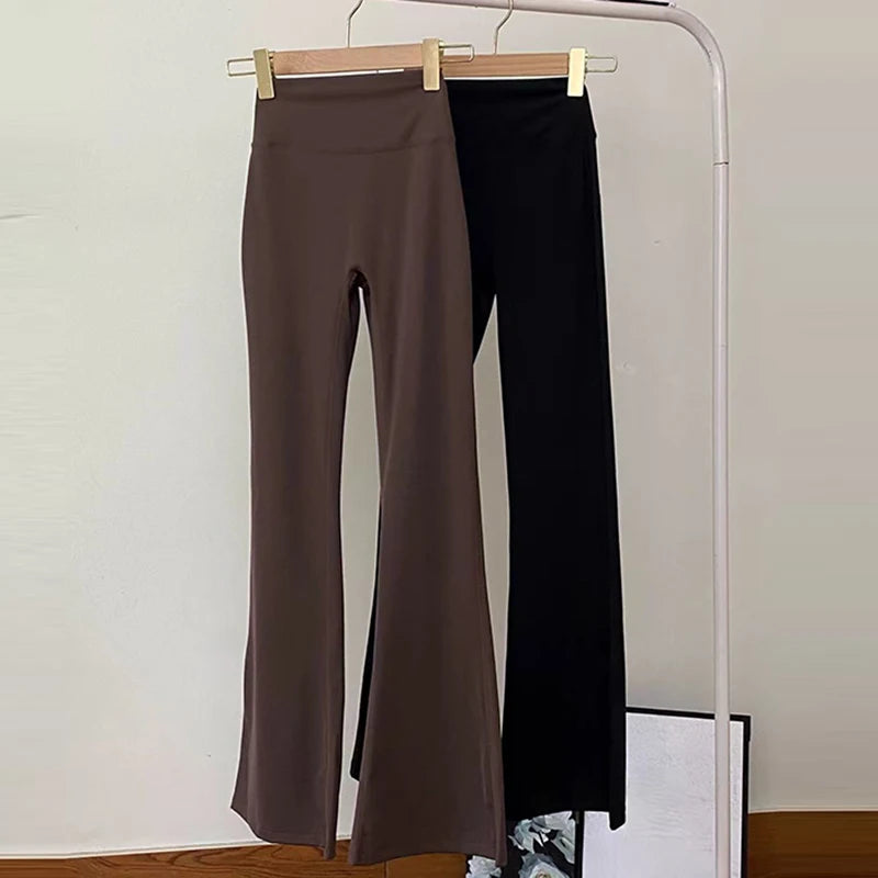 Women's High-Waisted Flared Pants Elastic Waist Cinching Hip-Lifting Casual Yoga Trousers for All Seasons Exercise Outdoor