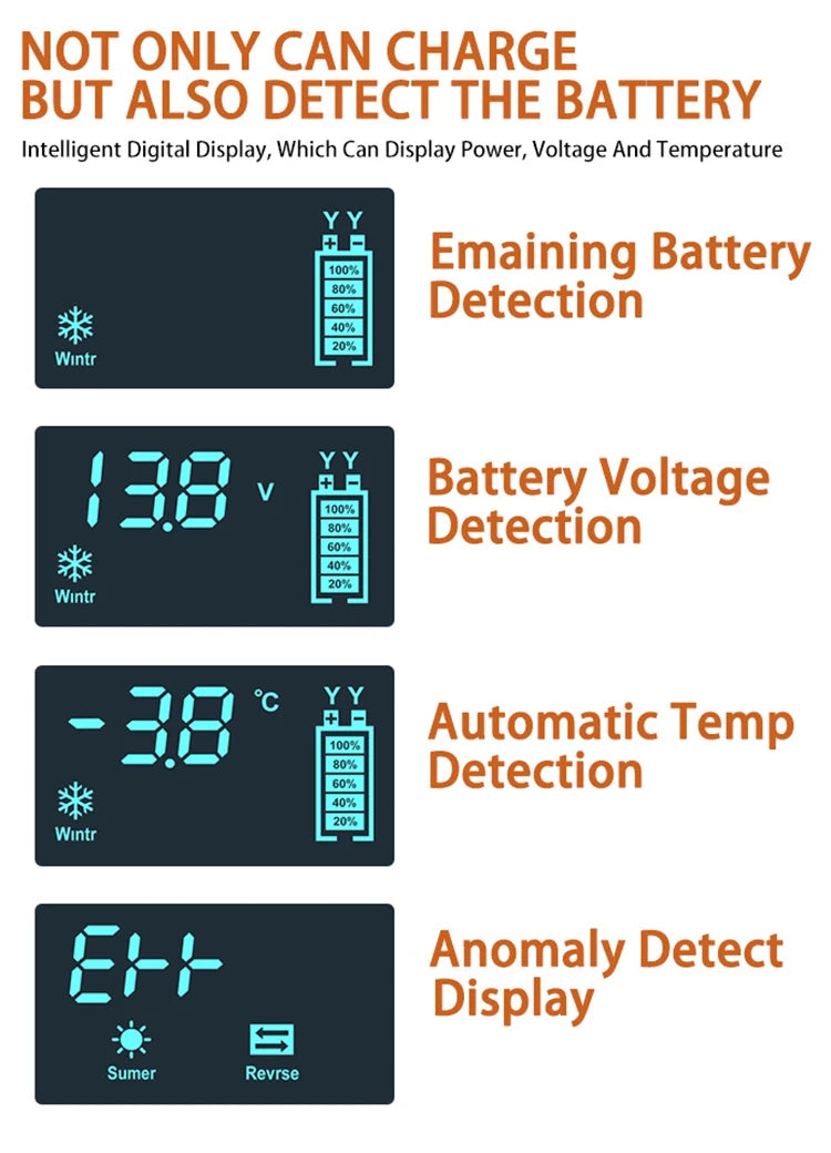 Car Battery Charger 12V 6A Touch Screen Pulse Repair LCD Fast Power Charging Wet Dry Lead Acid Digital LCD Display
