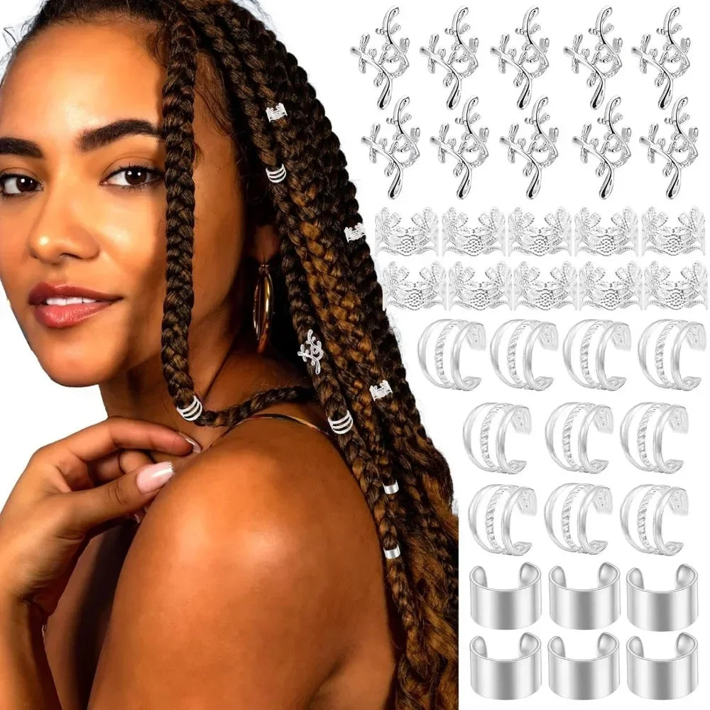 2024 New 40pcs Dreadlock Hair Beads - Stylish Alloy Hair Accessories Loc Hair Jewelry for Braids for Girls and Women