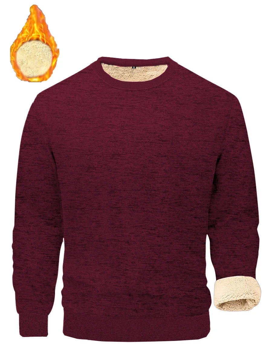 Lamb Fleece Round Neck Top for Men in Winter with Thick and Warm Fleece Hoodie