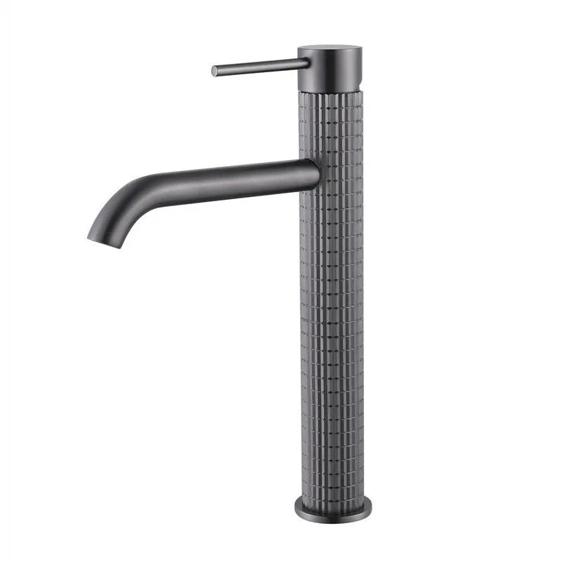 Brushed Rose Gold Bathroom Faucet Brushed Gold Basin Faucet Art Carved Sink Tap Hot & Cold Grey Lavatory Faucet Crane Water Tap