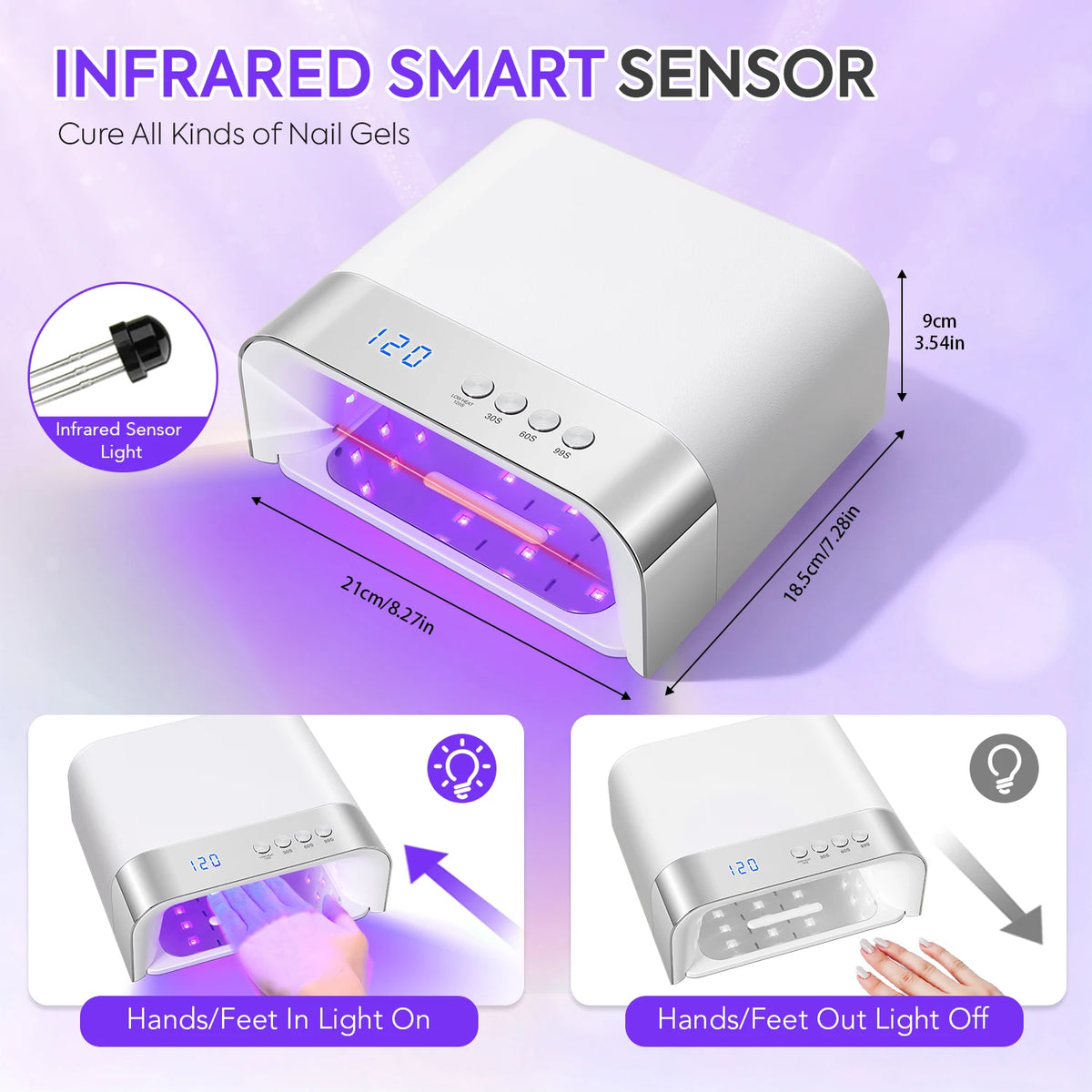36LEDs UV Nail Lamp Large Space Nail Dryer With Smart Sensor 168 W Professional UV Lamp For Nails Manicure Equipment