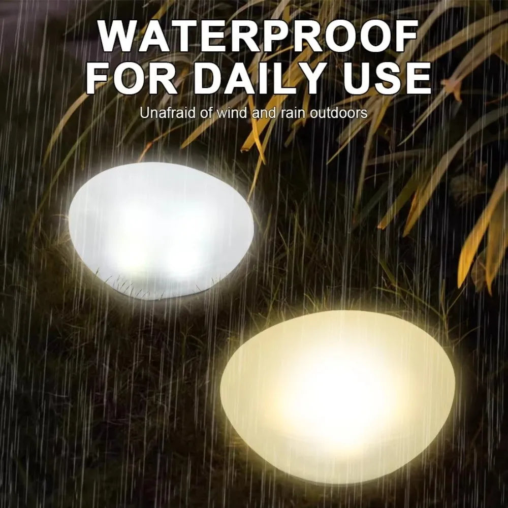 LED Solar Stone Light Solar Powered Decorative Frosted Glass Ground Lamp Waterproof Outdoor Waterproof Lantern Garden