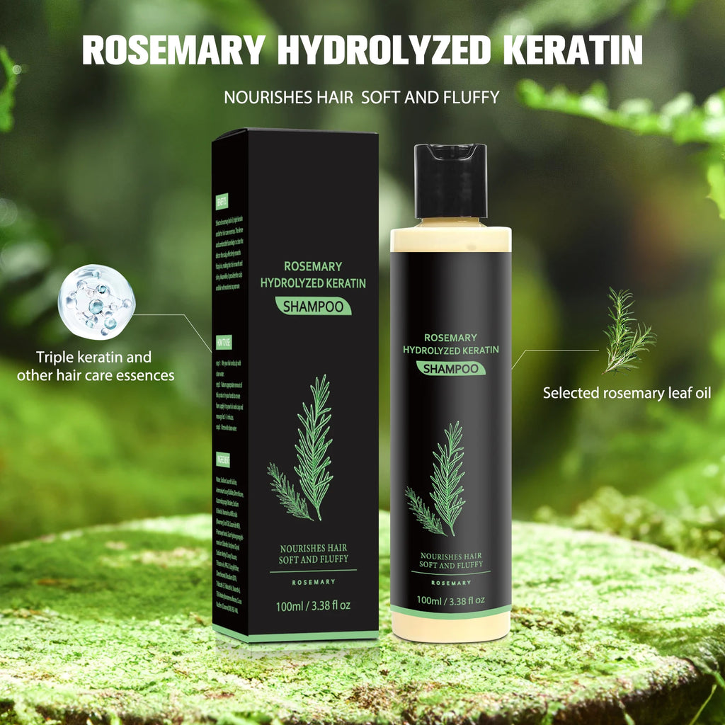 Rosemary Keratin Shampoo – Nourishes Dry, Frizzy Hair with Keratin & Rosemary, Gently Cleans Scalp & Supports Manageable Hair