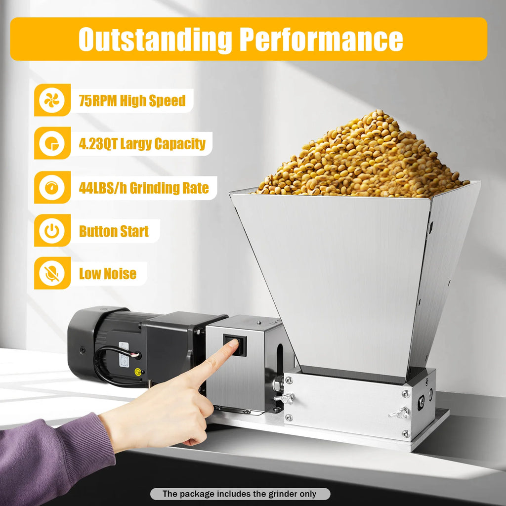 4L Electric Grain Mill 20kg/h Barley Grinder Wet/Dry Malt Crusher Grain HomeBrew Mill Widely Use For Grain Feed Production