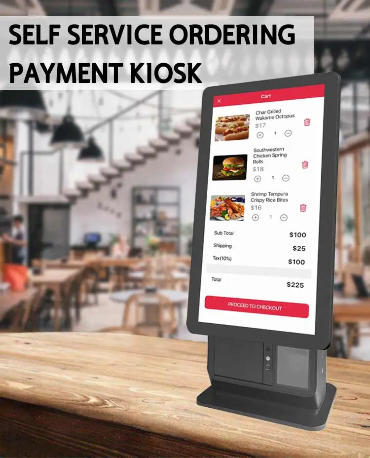 Restaurant Pos System All in One Touch Screen Wall Mounted Self Service Ordering Payment Kiosk