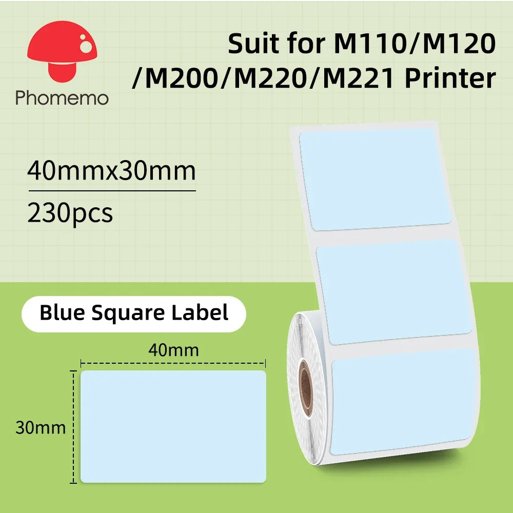 Label Sticker for Phomemo M110 M220 M221 M120 Mini Portable Printer 20-50mm Thermal Label Printer Stickers Pocket Labeling Maker