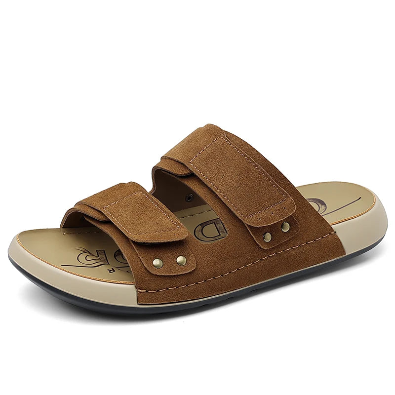 Summer Casual Mens Sandals Simple Solid Color Slippers Outdoor Wear Beach Slides Leisure Walking Shoes Versatile Male Flip-flops