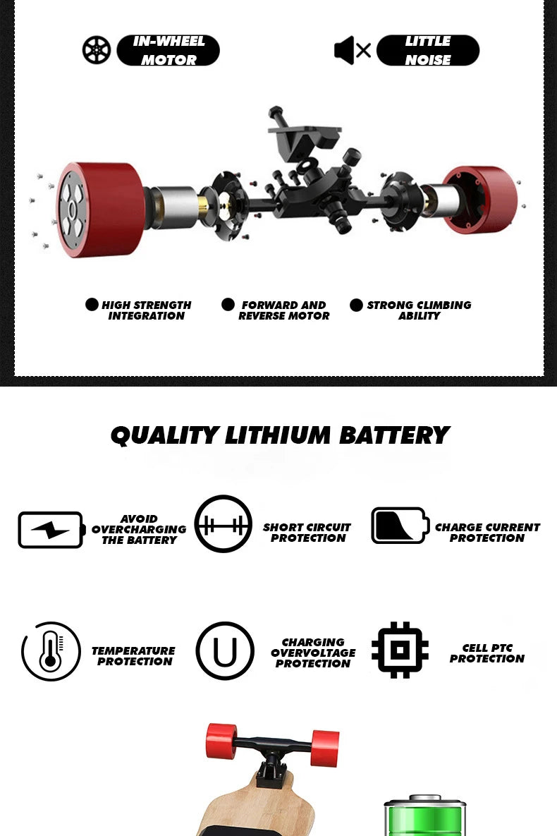 Electric Longboard for Adults High Speed Affordable Aluminum Deck with 90mm Polyurethane Wheels Customizable Colors for Boys