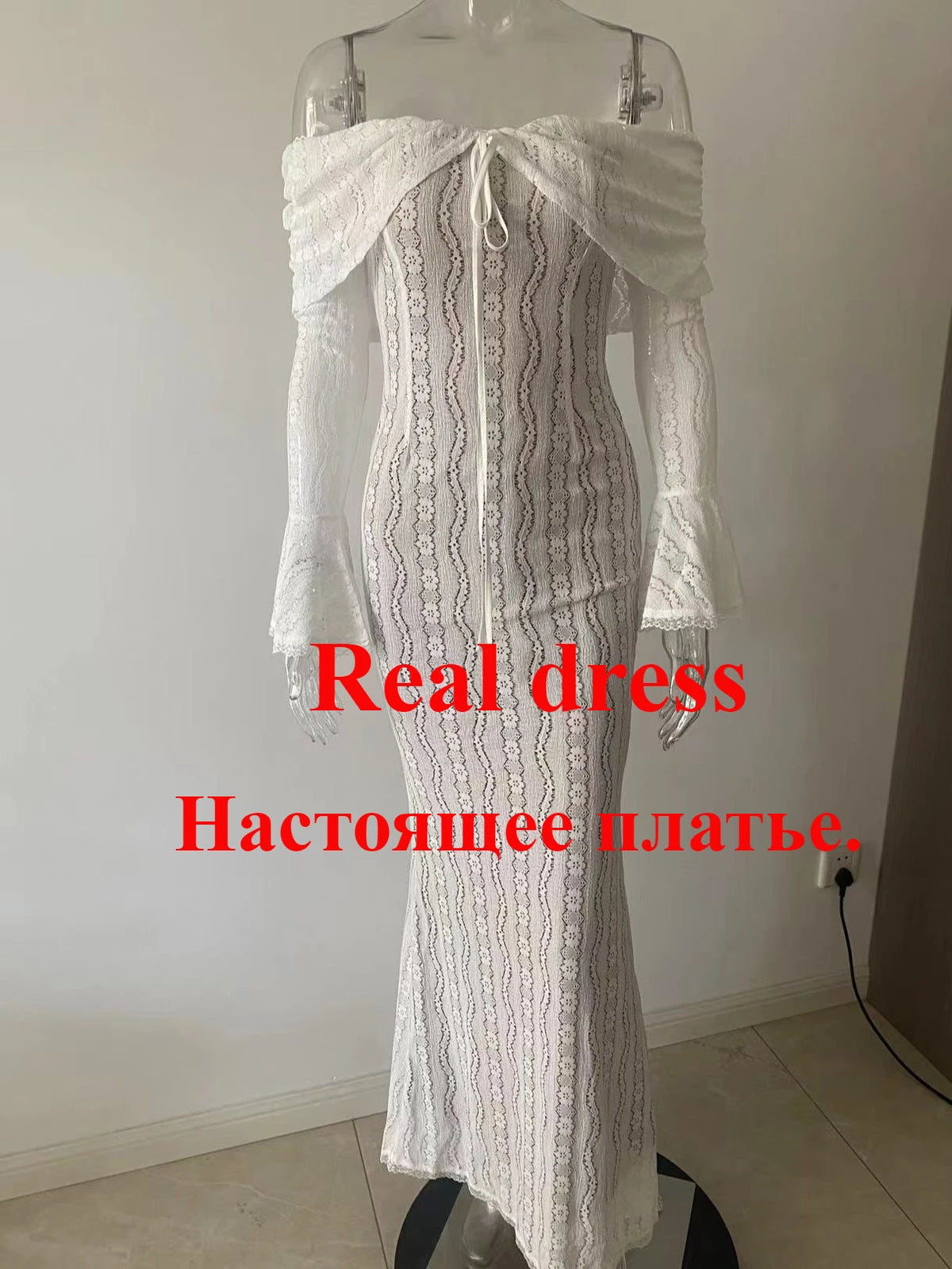 Mingmingxi Autumn Long Sleeve Maxi Dresses for Women 2024 New in Elegant Flare Sleeve Lace Dress Long Birthday Party Dresses