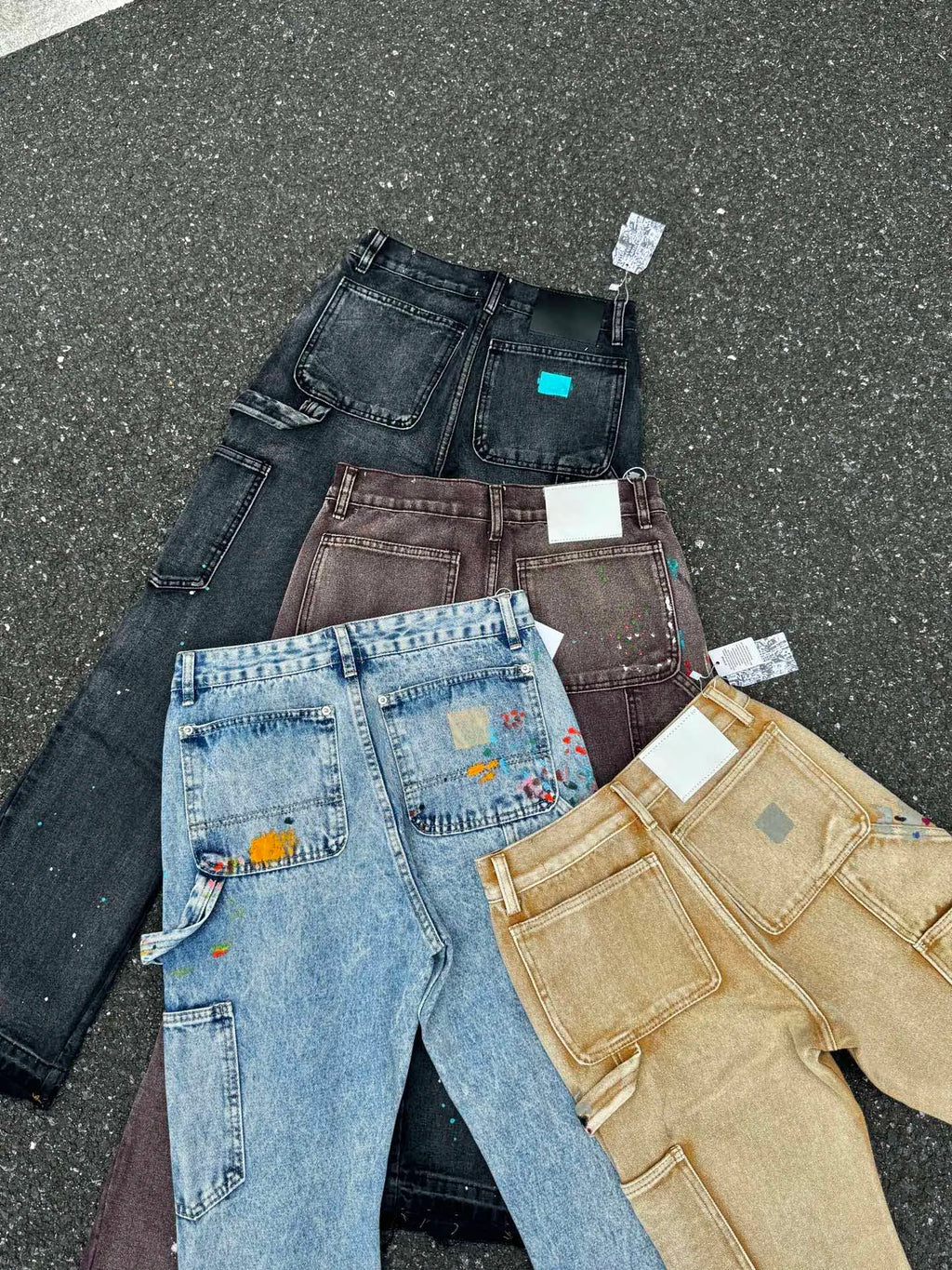 2025 Top Quality GPT Retro Distressed Soiled Ink-splashed Flared Jeans Men Casual Staight Washed Jeans Denim Pants Trousers