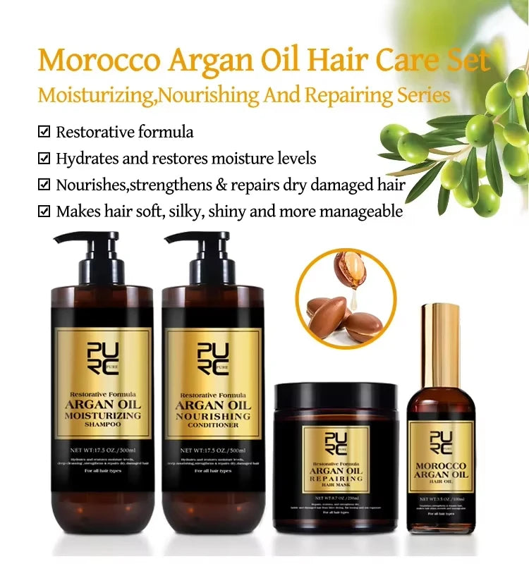 PURC Morocco Set Serum Smoothing Shampoo and Conditioner Repair Hair Mask Anti Dandruff Scalp Anti-Itch Hair Care Products Kit