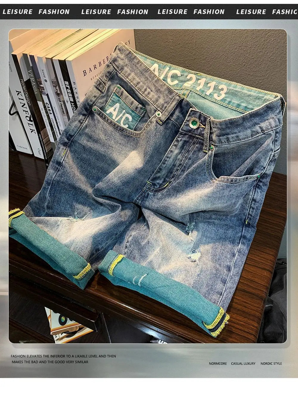 Summer Thin Denim Shorts Men's Trendy Brand Fashion Bermuda Shorts for Men Breathable Design Casual Clothes Man Medium Pants