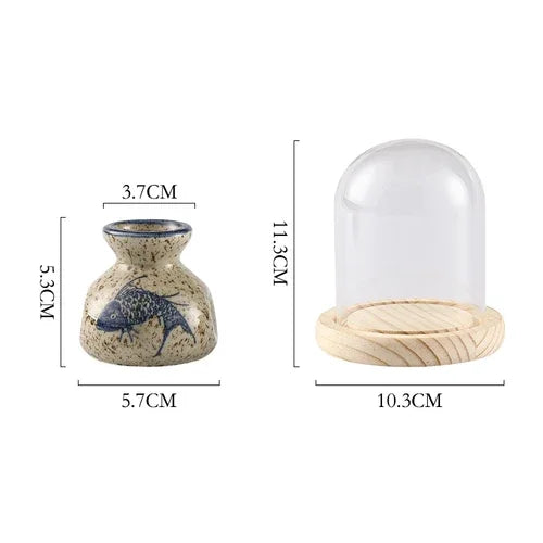 Japanese Retro Toothpick Box Home Toothpick Cotton Swabs Jar Ceramic Pot Glass Dust Cover Modern Exquisite Decoration Modern