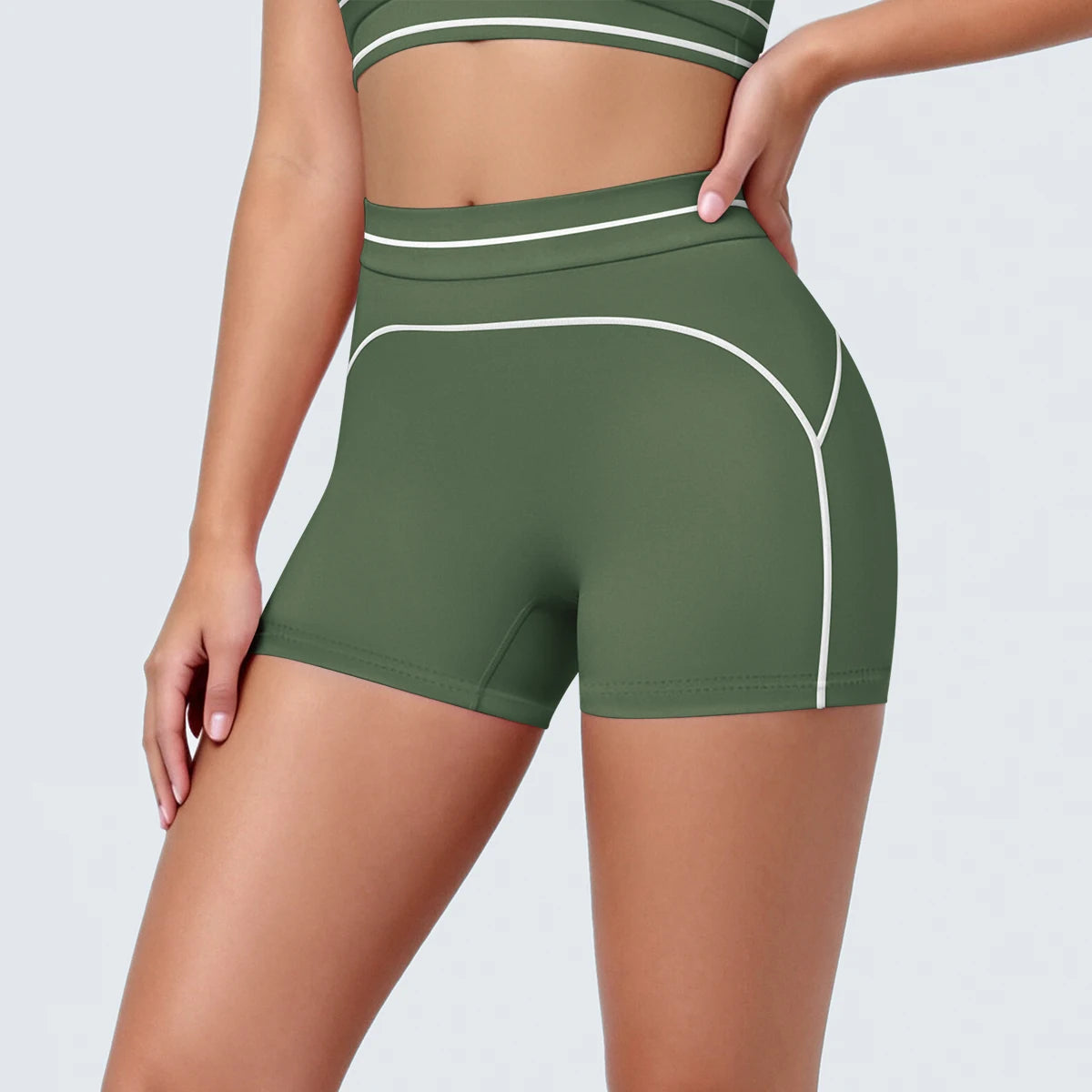 High Waist Stripe Fitness Yoga Shorts for Woman's Quick-Dry Breathable Hip-lifting Summer Gym Running Color Blocking Yoga Shorts