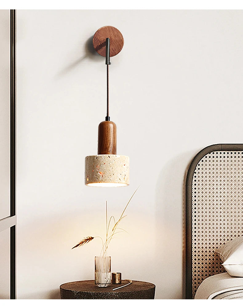 Natural Yellow Marble Led Wall Lamp Japanese Wabi Sabi Home Stay Bedside Decorative Lamp Warm Color Study Restaurant Light