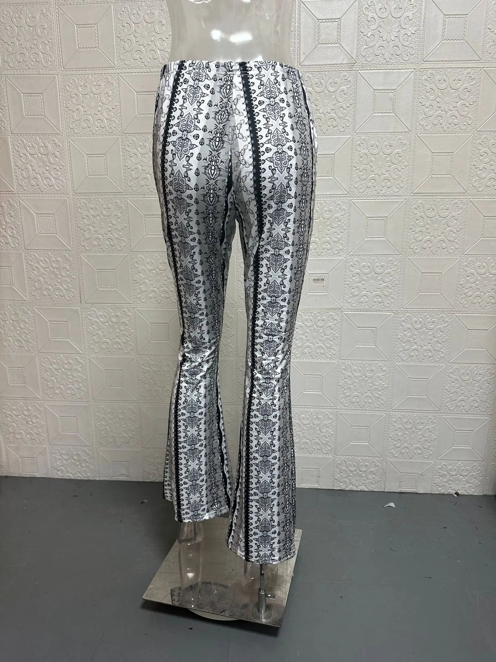 Fashionable New High Elasticity Tight Fitting Micro Flared Printed Casual Pants