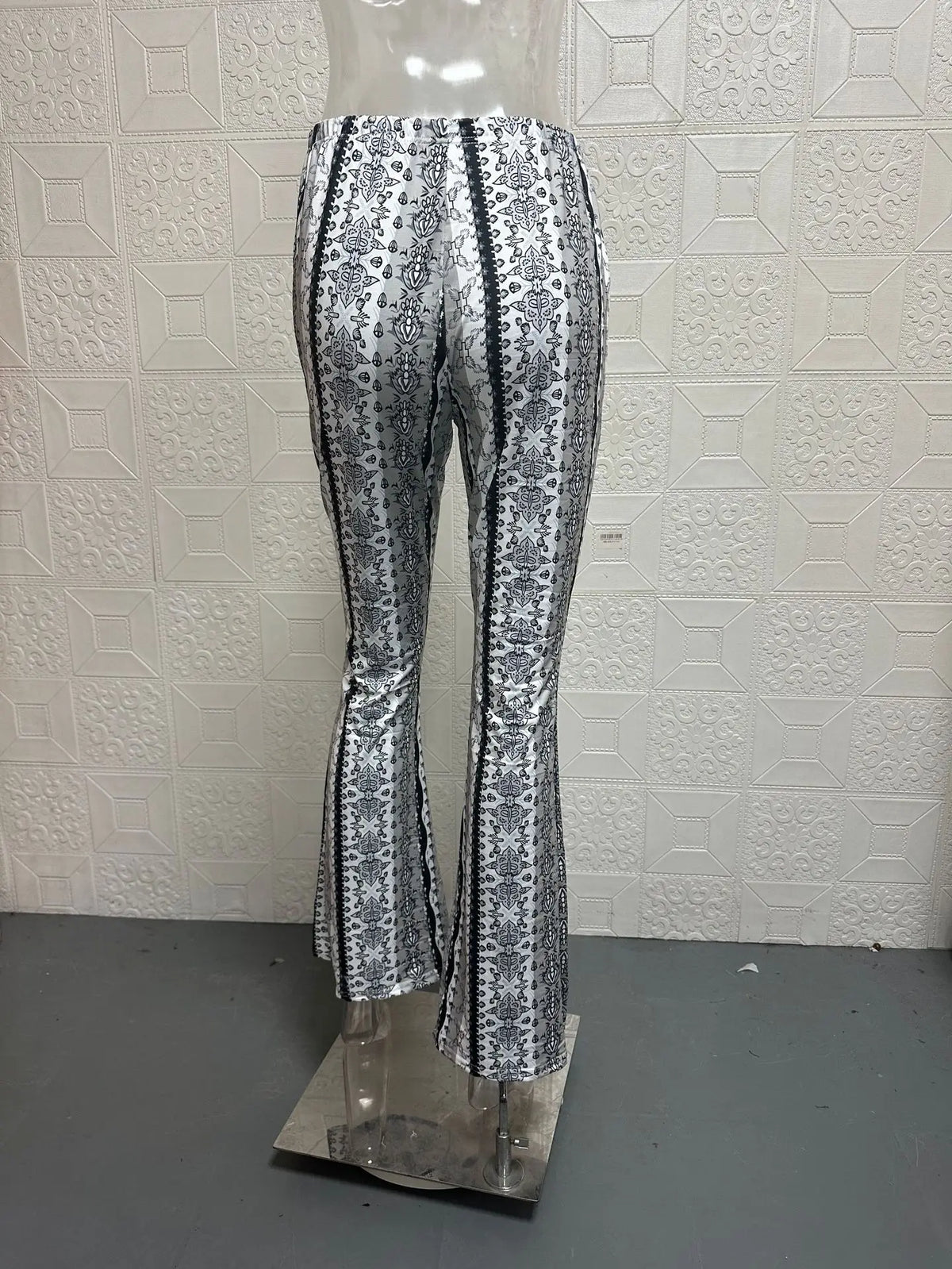 Fashionable New High Elasticity Tight Fitting Micro Flared Printed Casual Pants