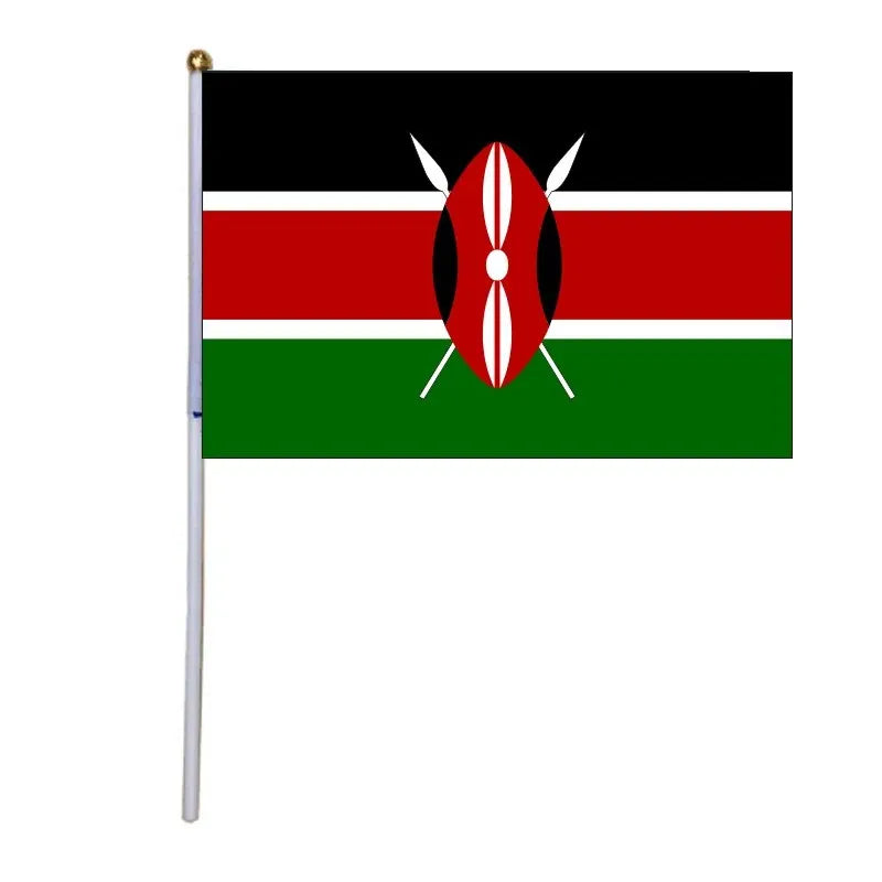 14*21cm Kenya Hand Flag, Kenya Kenyan National Flag World African Countries Hand Held Small Waving Flag