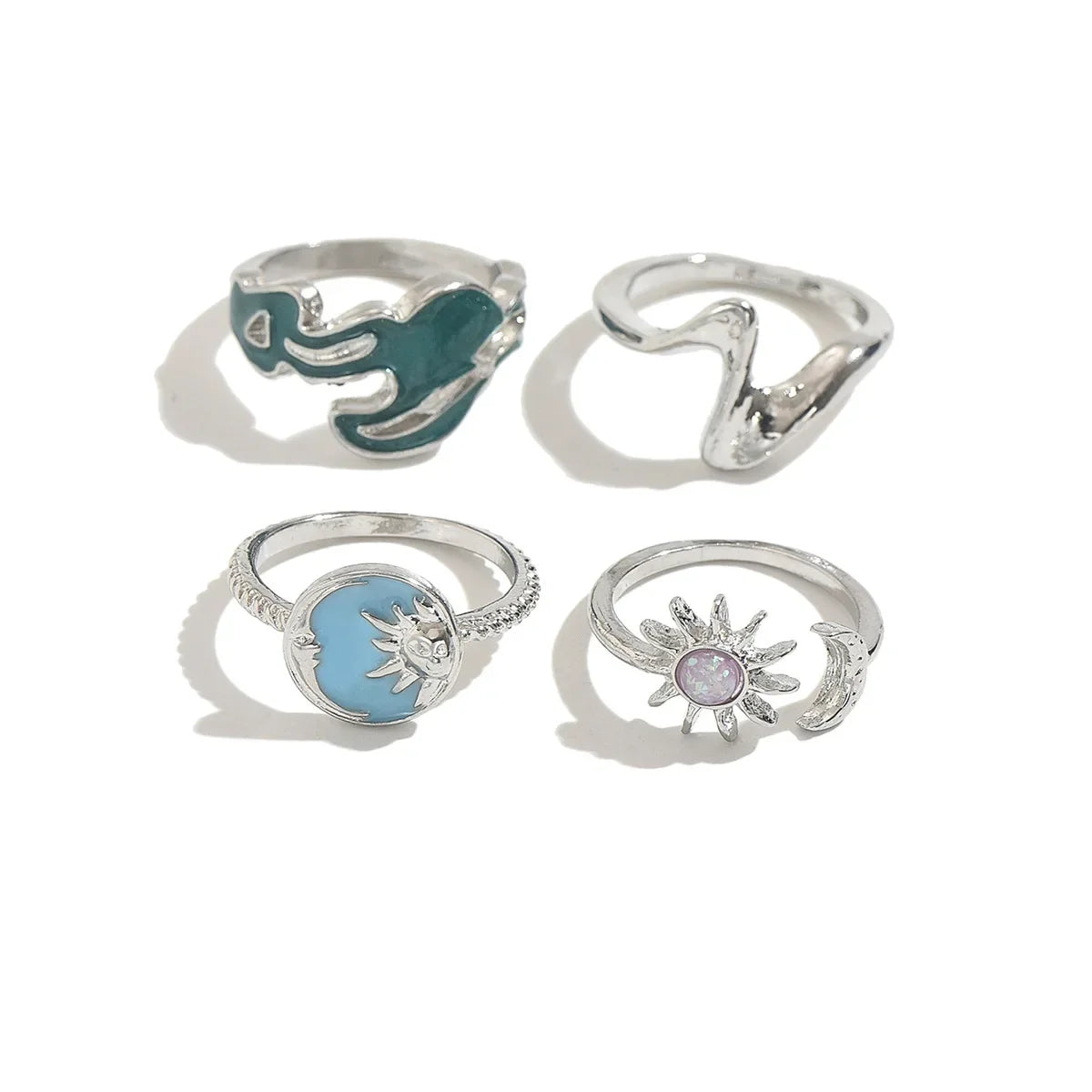 3pcs Set New Fashion 925 Sterling Silver Cute Guppy Ring Stacking Finger Ring, Animals Adjustable Open Rings Birthday Gift
