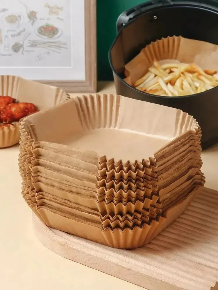 50Pcs Air Fryer Disposable Paper Non-Stick Airfryer Baking Papers Round Air-Fryer Paper Liners Paper Kitchen Accessories
