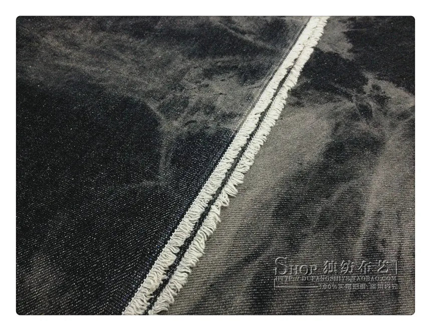 Fashion Tie-dye Black Denim Fabric By The Meter for Hats Clothing Skirts Sewing High-grade Thickend Jeans Needlework Comfortable