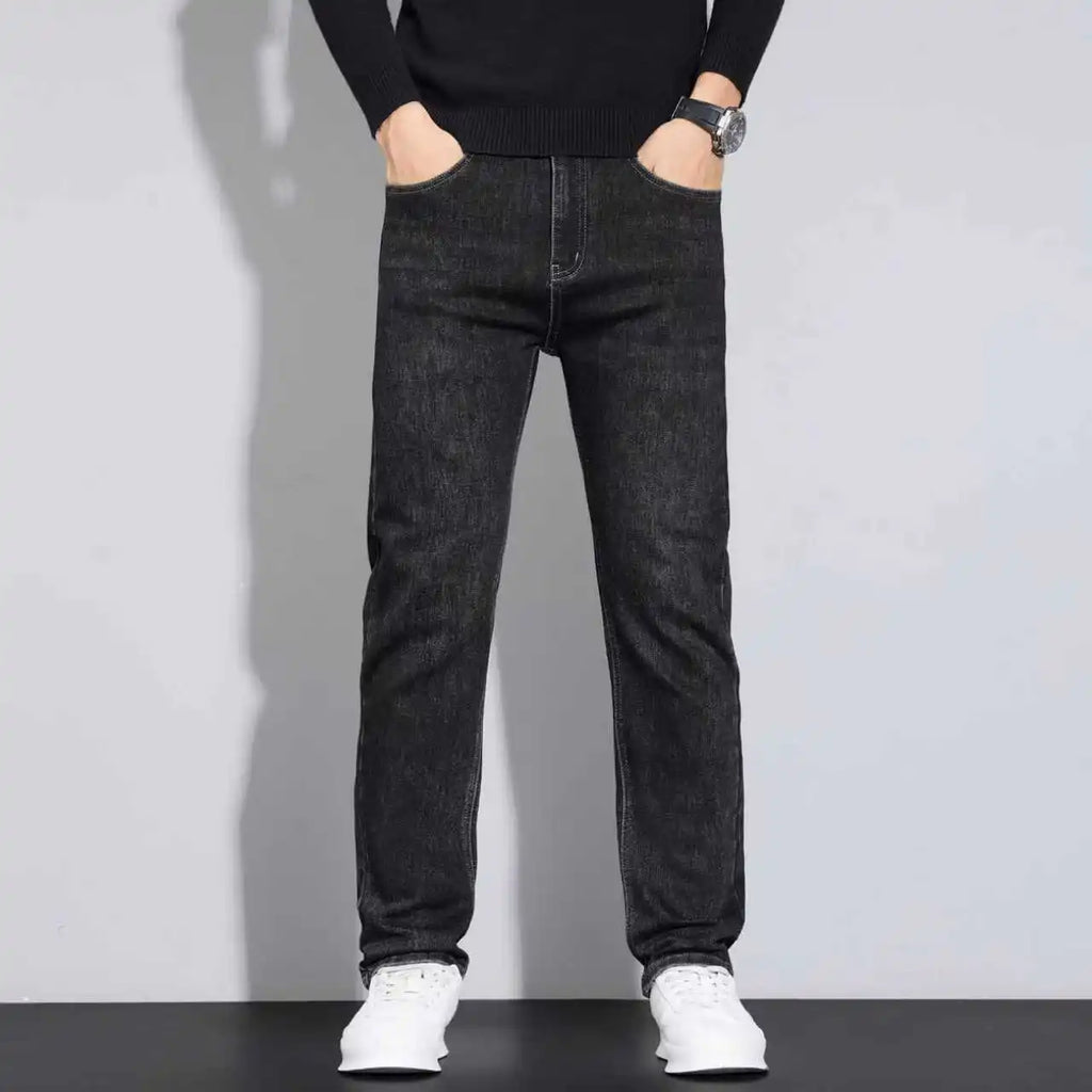2026 New Business Men's Jeans Casual Comfortable Straight Stretch Fashion Classic Premium Blue Black Denim Pants Large Pants
