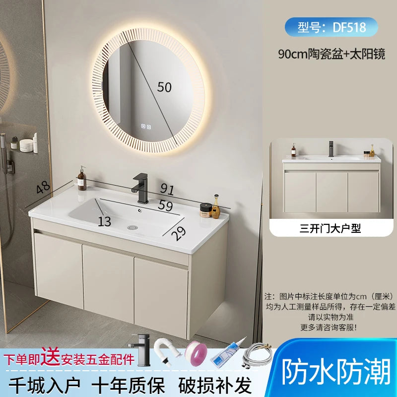 Wall Basin Bathroom Cabinet Set Sink Mirrors Shelves Bathroom Cabinets Storage Organizer Mobile Bagno House Accessories