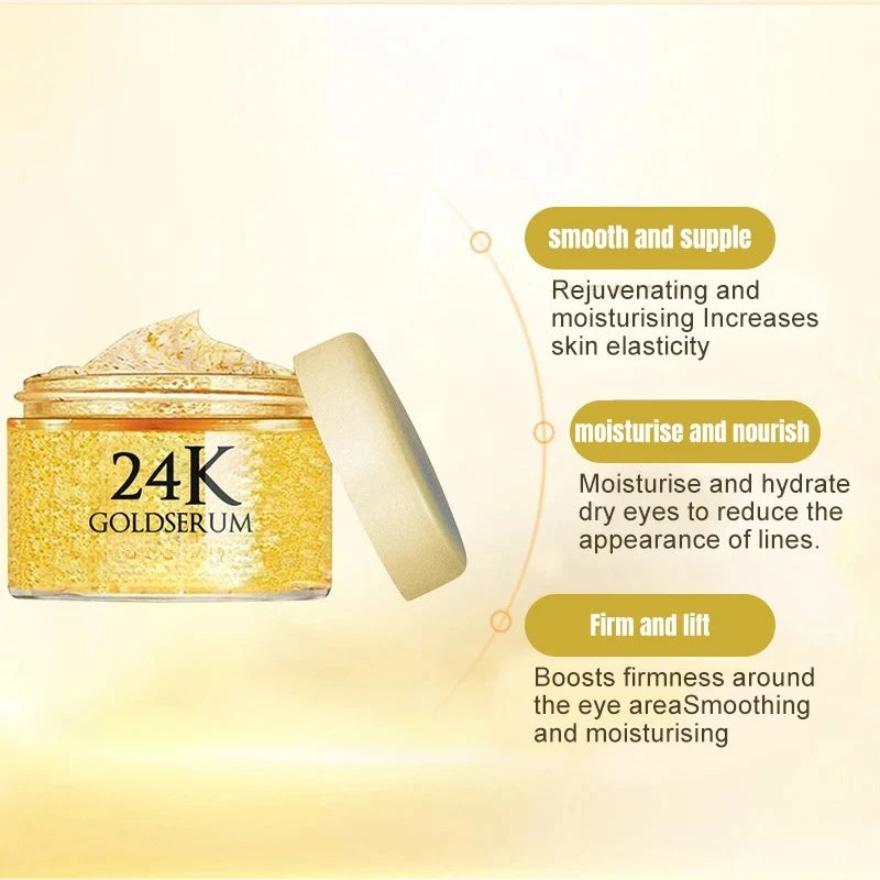 24K Gold Face Serum Fade Dark Circles Fine Line Anti Aging Cream Smoothing Nourishes Firming Lifting Brighten Skin Care Essence