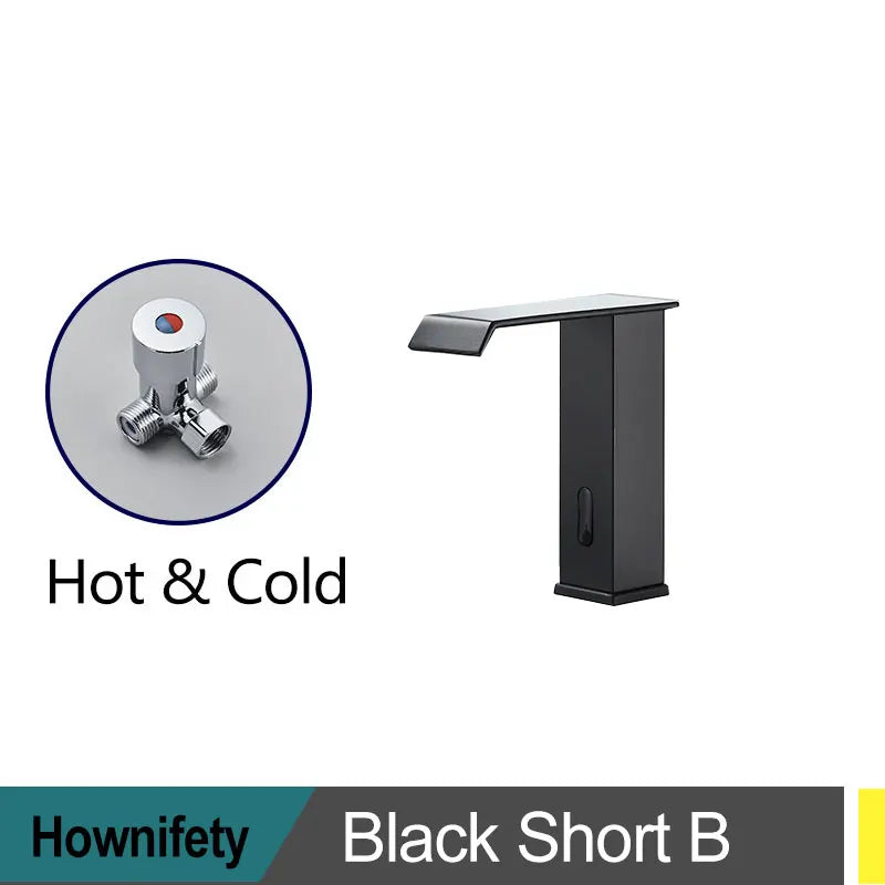 Hownifety Hot Cold Smart Sensor Bathroom Basin Faucet Deck Mount Waterfall Outlet Mixer Crane Tap Automatic Sense Touchless