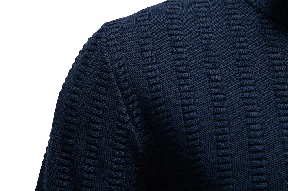 Men's Solid Color Casual Trendy Simple Basic Half Zipper Stand Collar Knitted Pullovers Autumn Winter New Fashion Sweater Tops