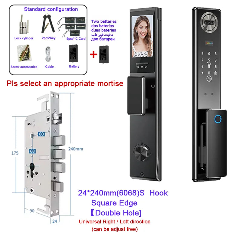 Wifi Tuya APP 3D Face Recognition Smart Door Lock With Camera Video Call Voice Intercom Digital Door Lock Automatic Door Lock