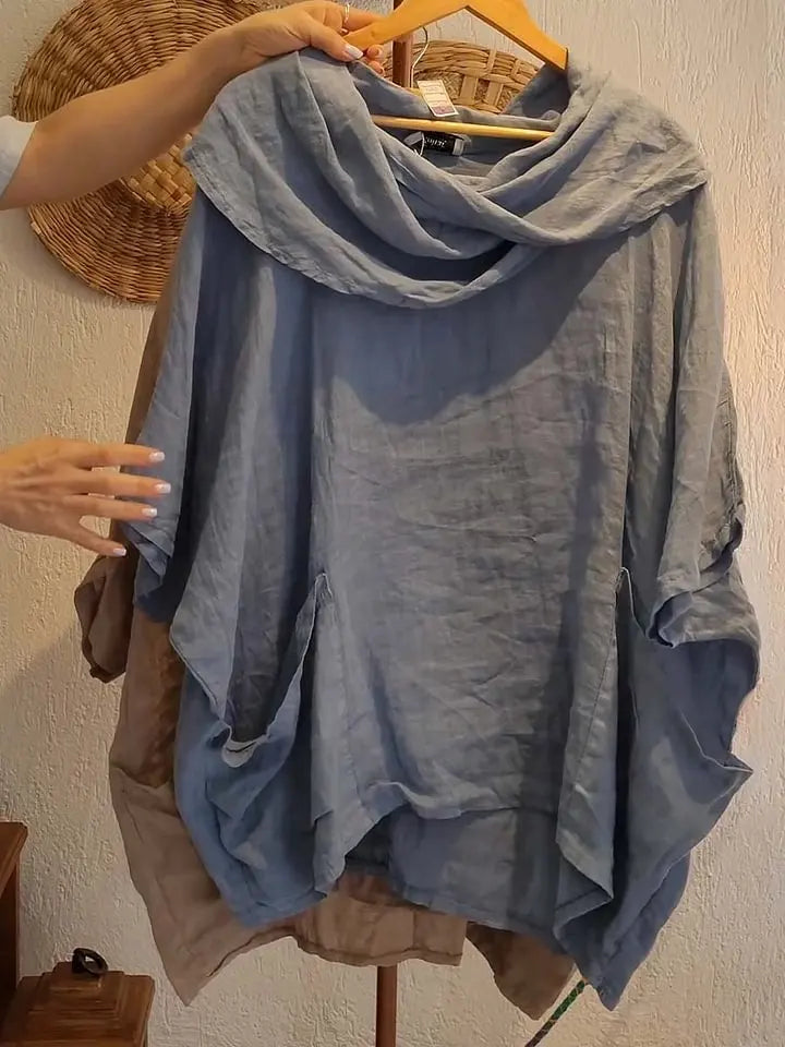 2025 Women New Fashion Off Shoulder Oversize Blouse Solid Bat Sleeve Tops Spring Summer Loose Irregular Hem Shirt Female Holiday
