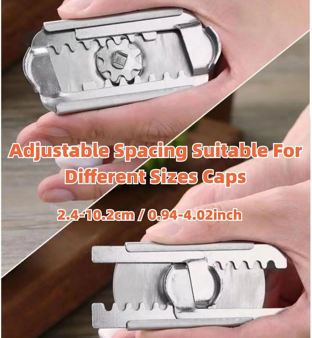 Portable Jar Lids Opener with Adjustable Handle Stainless Steel Easy Open Bottle Opener Glass Can Manual Openers Kitchen Gadgets