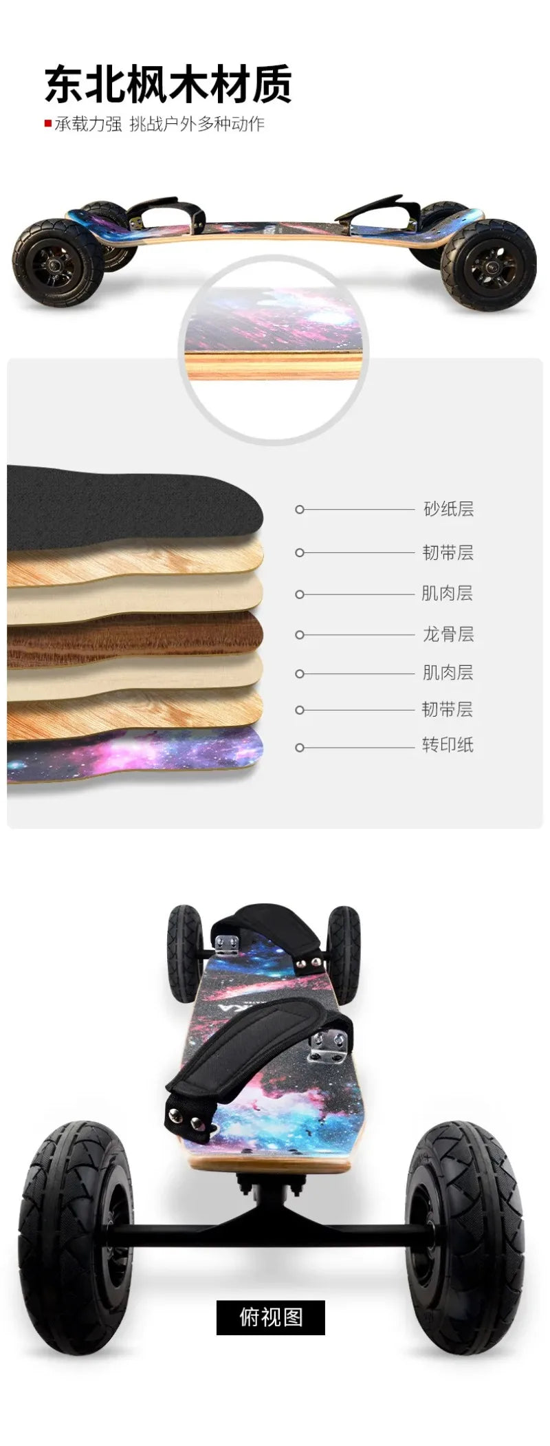 Wide Mountain Board Double Warp Skateboard Longboard