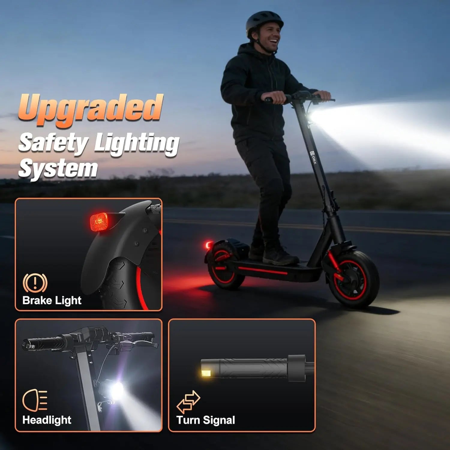 1200W Off-Road Electric Scooter for Adults 48V Long Range 30mph Fast Speed 10'' Pneumatic Tire Foldable Dual Suspensions Scooter