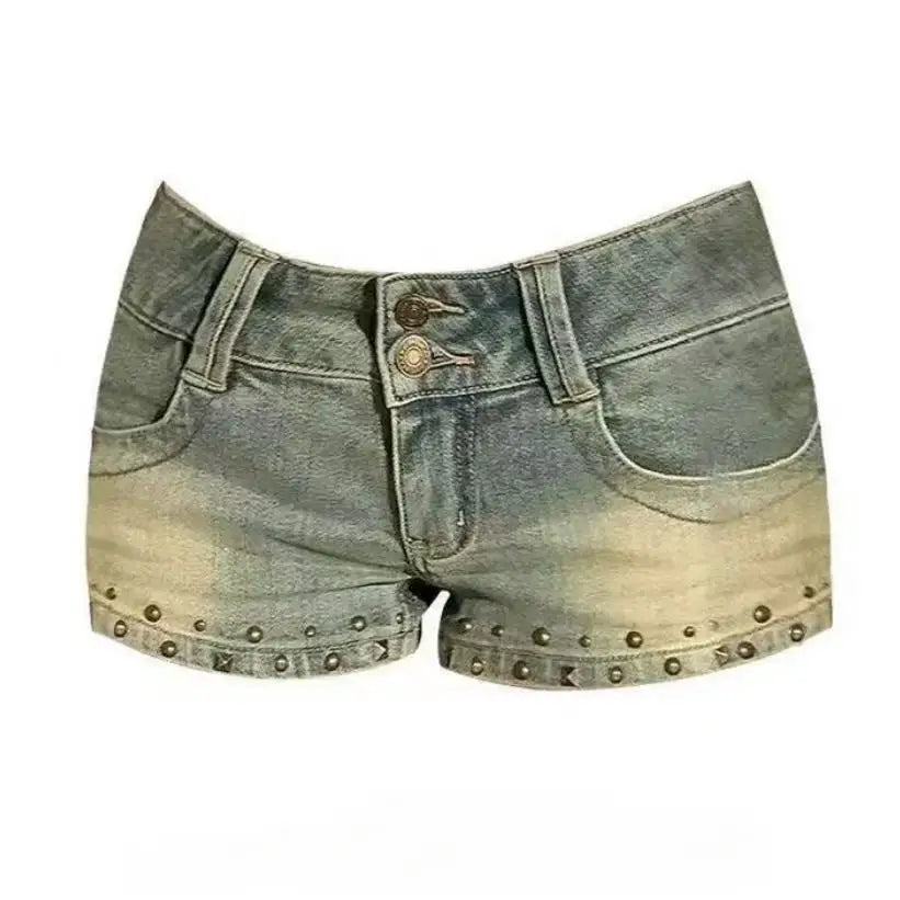 Vintage Streetwear Style Washed Retro Leopard Print Shorts 2025 Sumemr New Denim Shorts Women Y2k Sexy Slim Fit Bodycon Jean