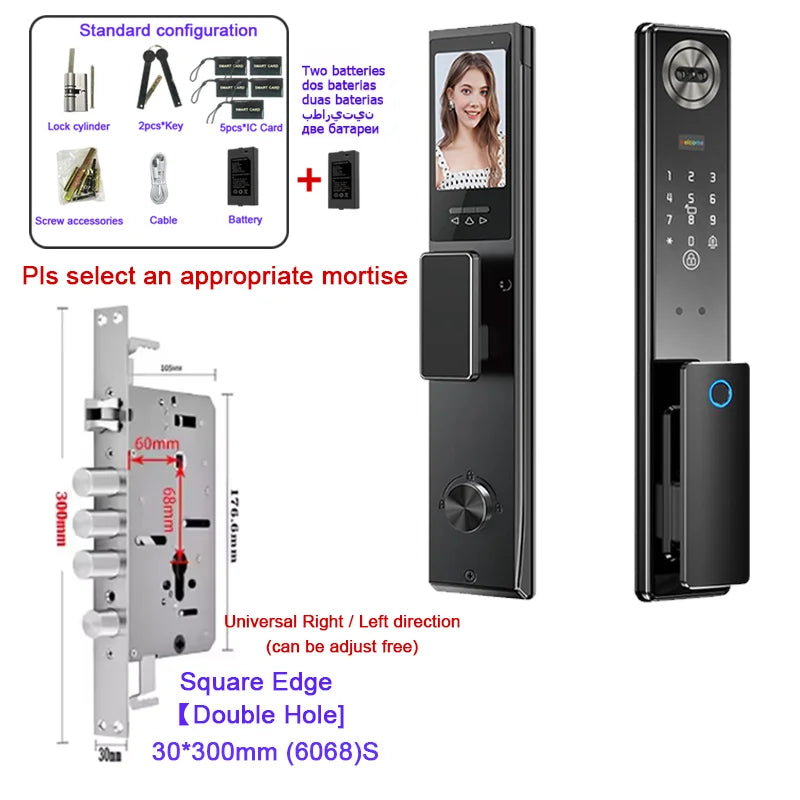 Wifi Tuya APP 3D Face Recognition Smart Door Lock With Camera Video Call Voice Intercom Digital Door Lock Automatic Door Lock