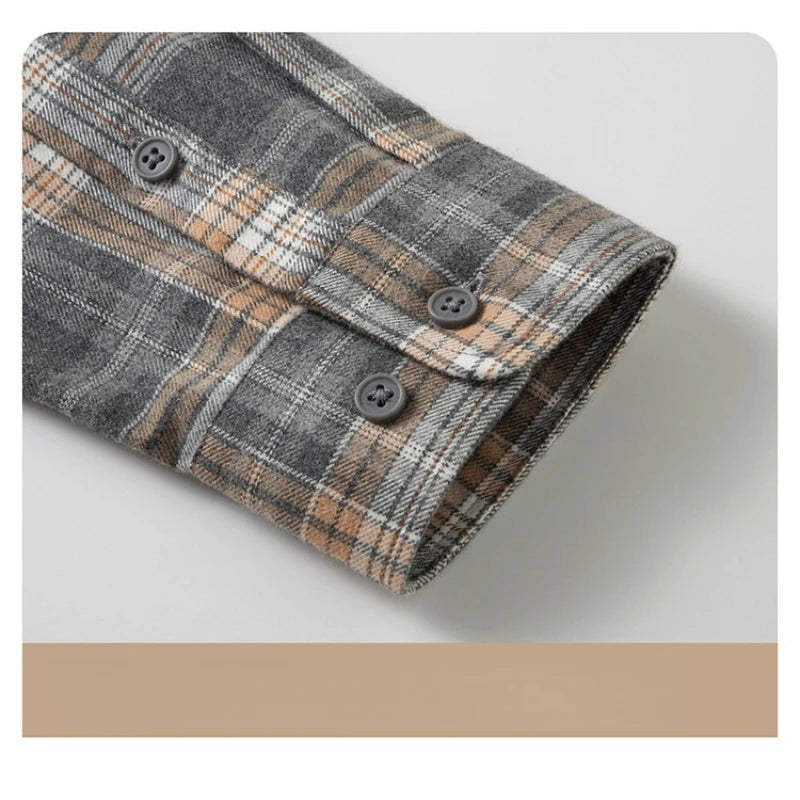 100% Cotton Flannel Shirt Long Sleeve, Plaid Winter Casual Shirt, Anti-Wrinkle Soft Brushed Fabric, Multi-Color Sizes M-4XL