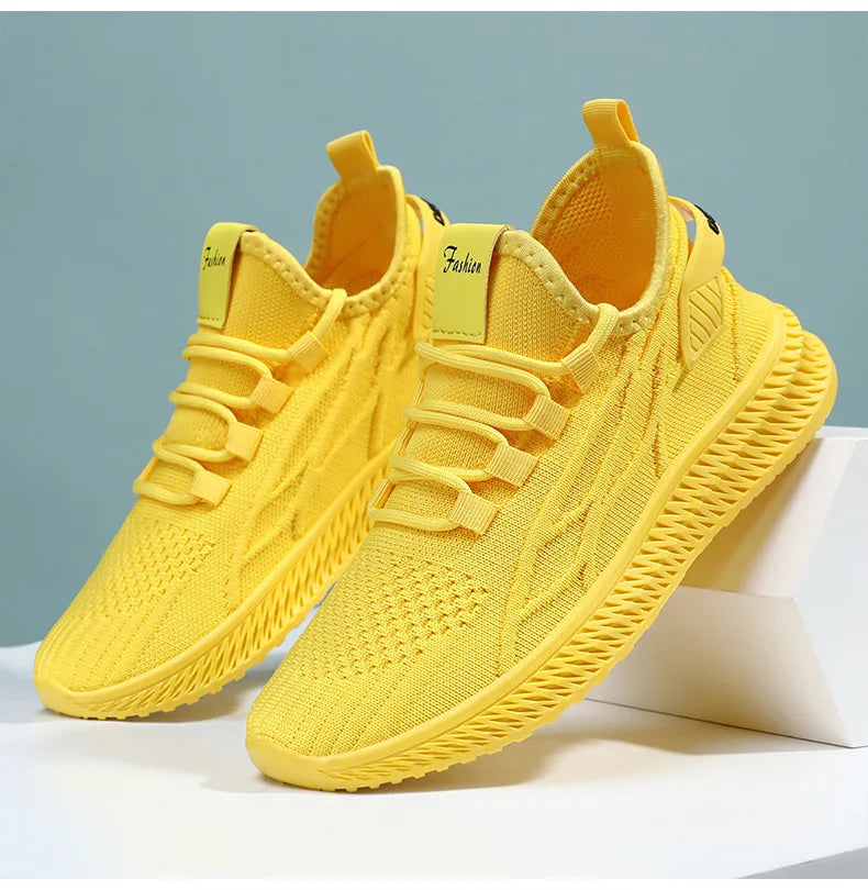 Yellow Sneakers For Women Shoes Slip On Flying Breathable Mesh Sneakers Woman Spring New Lightweight Tennis Ladies Casual Shoes