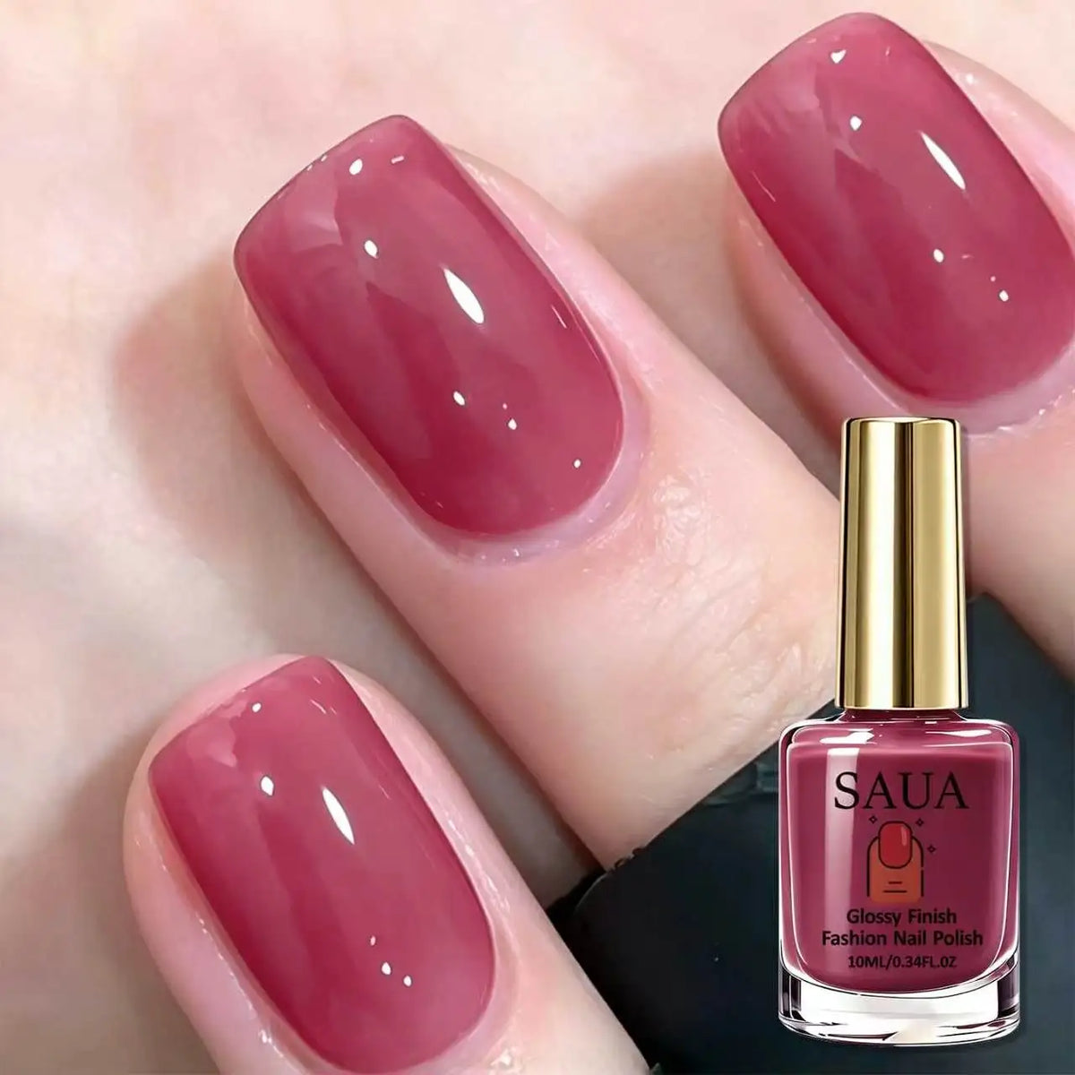 10ML Ice Transparent Plum Color Nail Polish, Berry Rose , No UV Lamp Needed, Long-Lasting, Convenient, Elegant Manicure