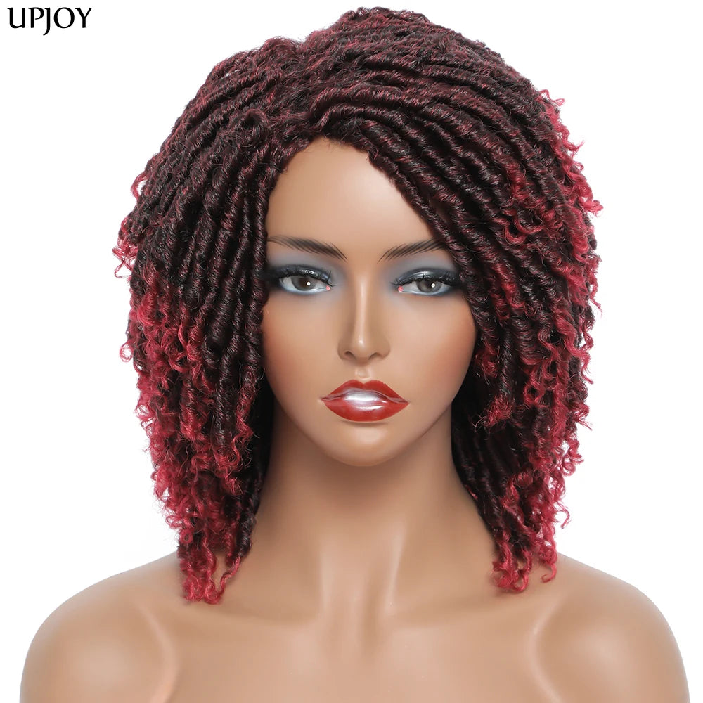 Short Dreadlock Wig Twist Braided Wigs for Black Women and Men Boho Afro Curly Synthetic Wig Faux Locs Braided Crochet Hair Wigs