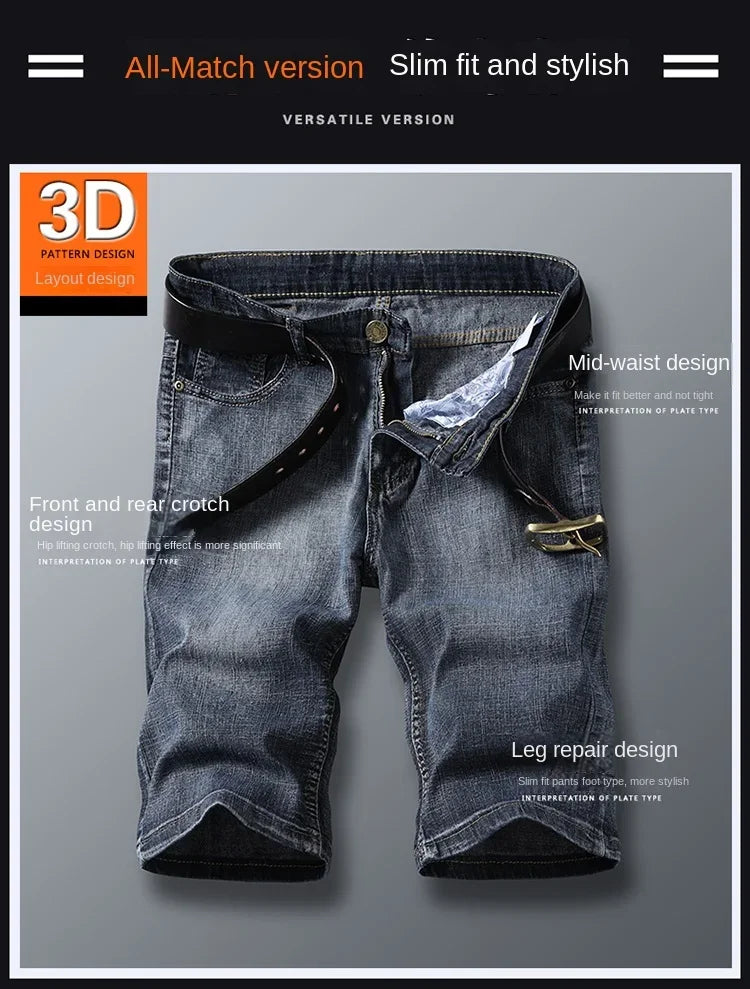 Men Classic Style Men's Slim Denim jorts Summer New Business Fashion Thin Stretch Short Casual jorts Male