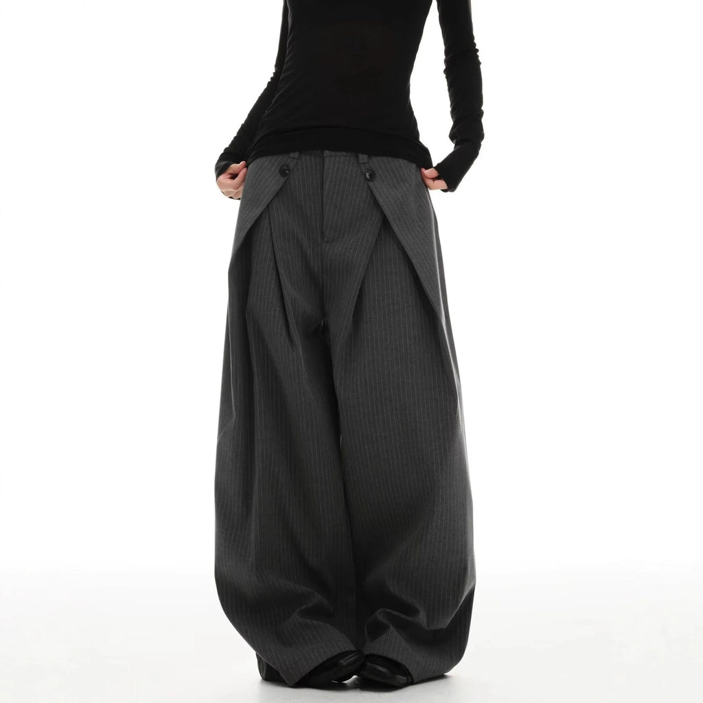 2026 New Vintage Pinstripe Suit Pants Loose Wide Leg Slimming Long Pants Casual Commute Trousers For Men And Women