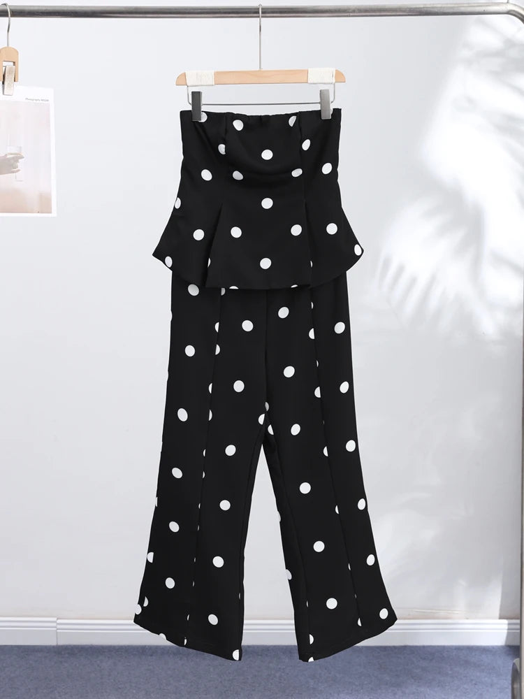 Elegant Polka Dot Women's Jumpsuit Sleeveless Waist-closed Backless Tube Top Lady Long Romper 2026 Summer Fashion Female Rompers