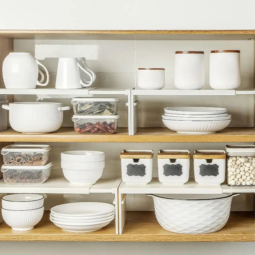 Kitchen Stretchable Cabinet Shelf Cupboard Separated Storage Rack Countertop Organizer Shoe Organizer Shelf Save Space