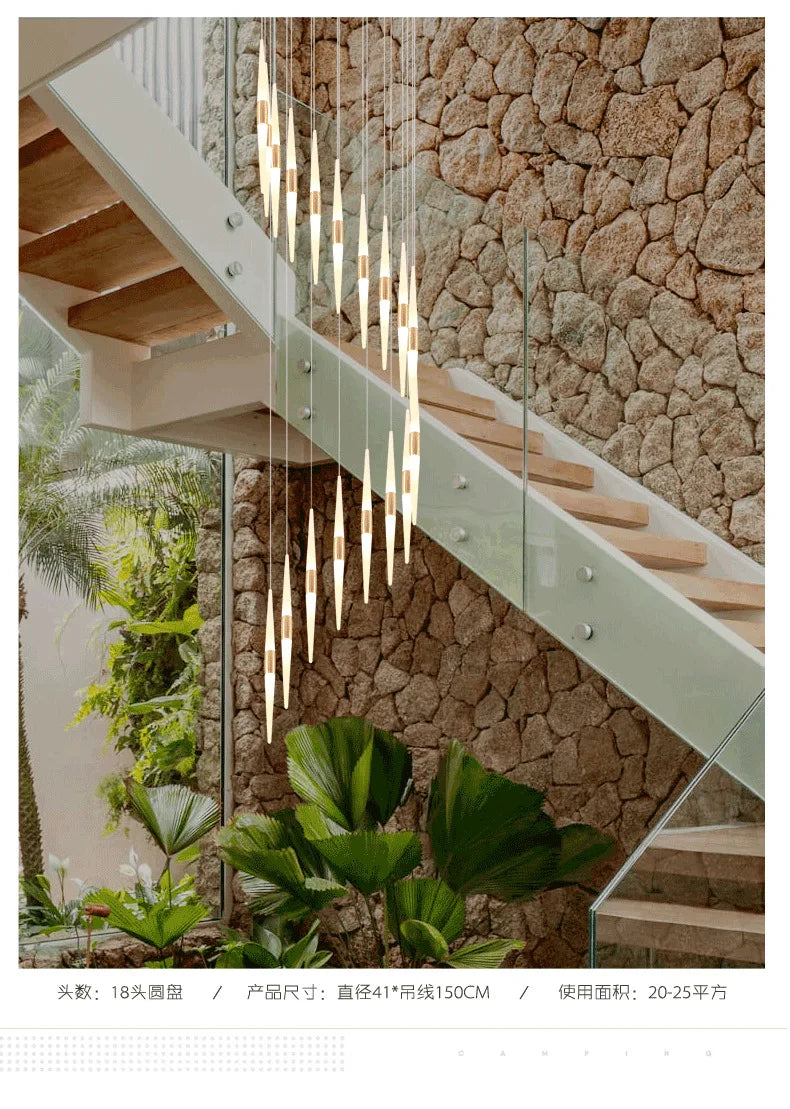 Led Pendant Lamps for Stairs Attic Living Room Bedroom Kitchen Staircase Ceiling Lighting Indoor Home Decoration Long Chandelier