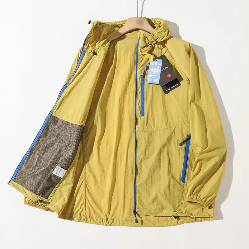 High Quality Outdoor Hooded Jacket Couple Matching Summer Sports Wear Men's Style Two-Way Zipper Waterproof Running Clothes