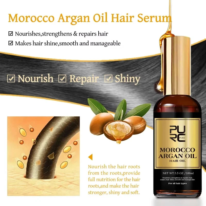 PURC Morocco Set Serum Smoothing Shampoo and Conditioner Repair Hair Mask Anti Dandruff Scalp Anti-Itch Hair Care Products Kit